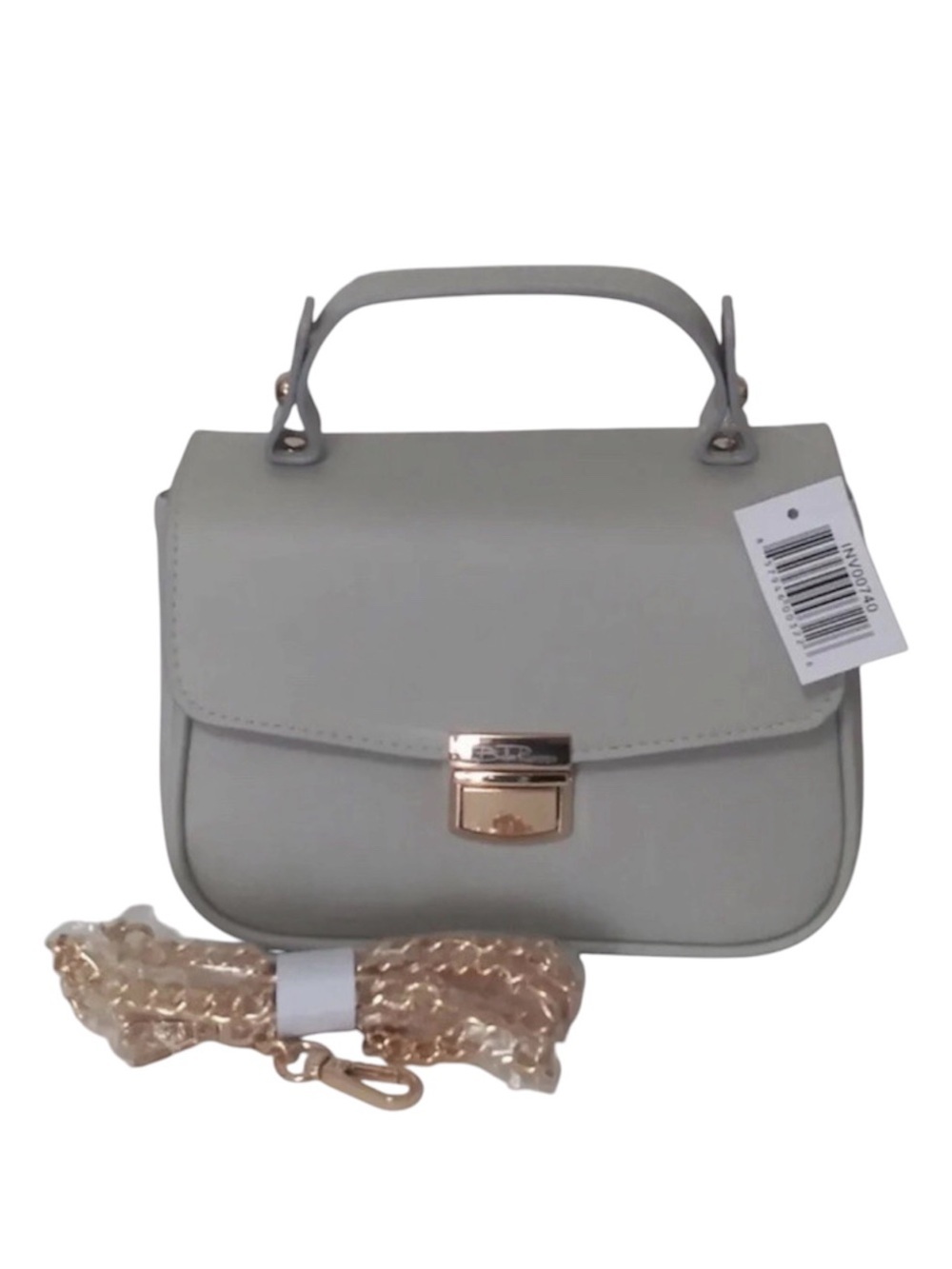 Bella Russo Small Gray Handbag Clutch Crossbody Gold Chain Removable Strap NWT